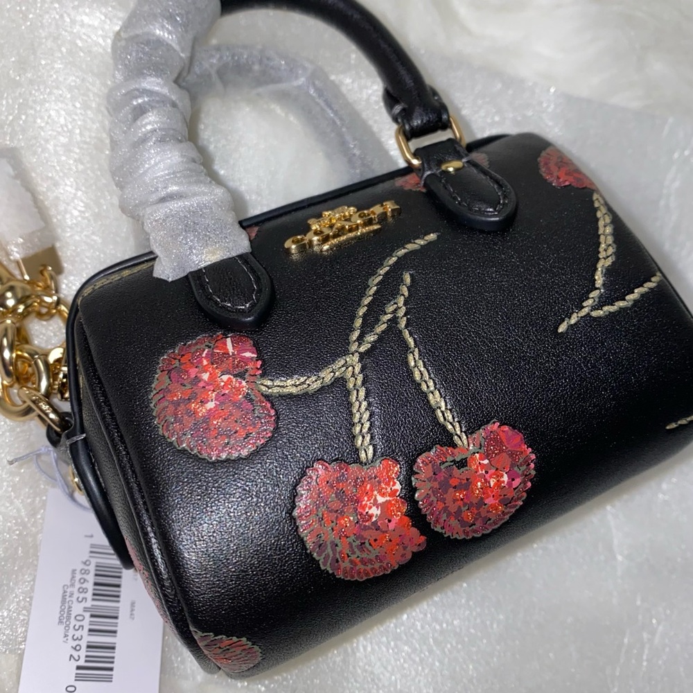 Coach leather charm for bag Cherry 🍒 print New